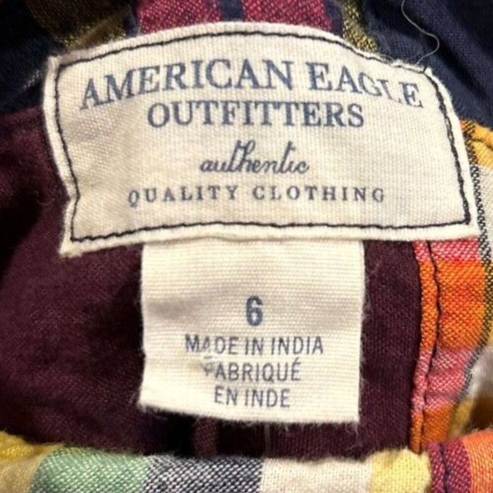 Vintage American Eagle Patchwork Plaid Cotton Skirt - Size 6 - NWT - Picture 3 of 6
